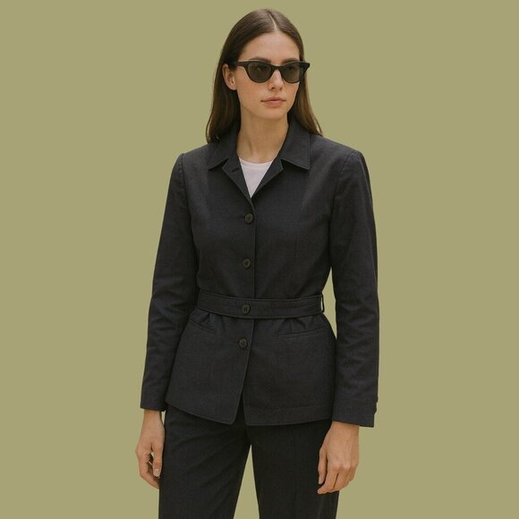 🖤 Anne Klein Belted Suiting Jacket | Size 4 | Classic Wool-Blend Blazer - Picture 1 of 7